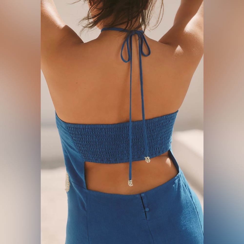 NWT! Anthropologie Celandine Linen-Blend Halter Side-Slit Maxi Dress - Small ☁️ - Picture 8 of 15